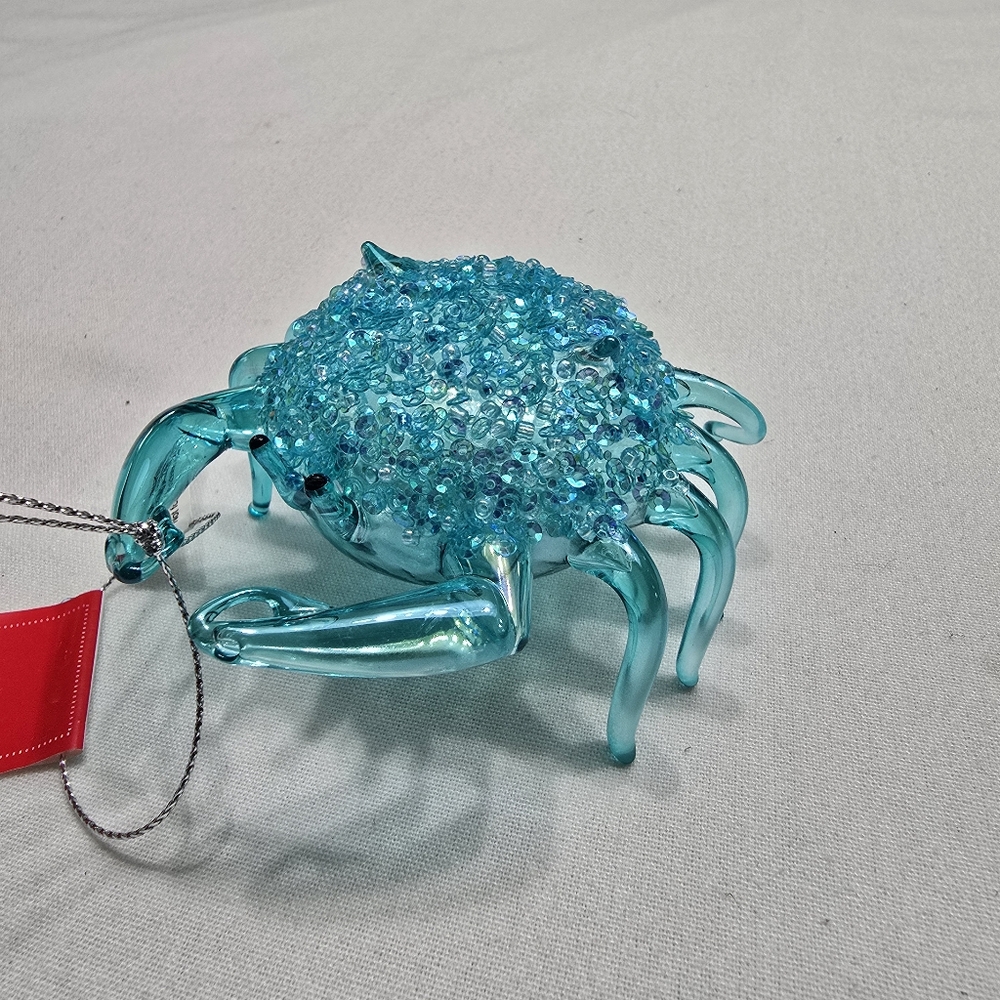 New Blue Crab New England Beach Glass Ornament